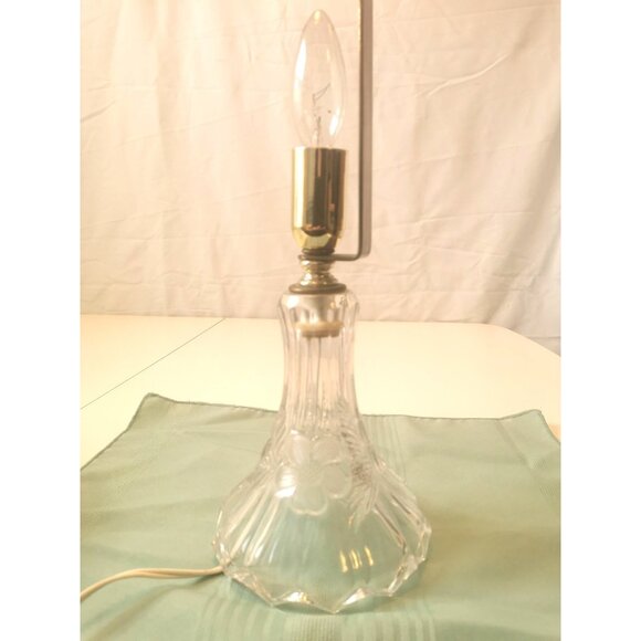 1940s-50s Frosted Glass Floral Lamp Dogwood Flower Base Art Deco Revival - Picture 6 of 13